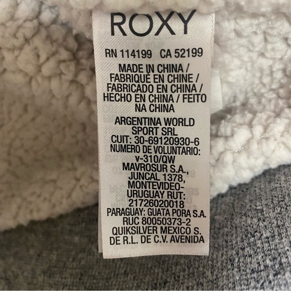 Roxy Sherpa lined gray sweatshirt hoodie Size S/P - Picture 9 of 10